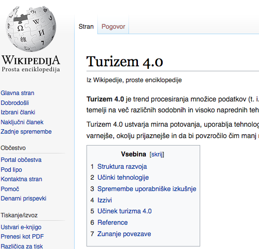 Tourism 4.0 on Wikipedia
